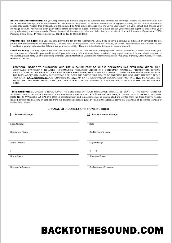 İndir ABD Regions Banka İpotek Hesap Özeti in Word and PDF Formatlar 3 Örnek tasarım