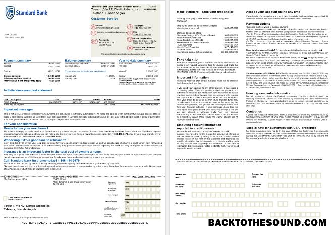 İndir ABD standart Banka İpotek Hesap Özeti in Word and PDF Formatlar, 2 pages Örnek ön izleme