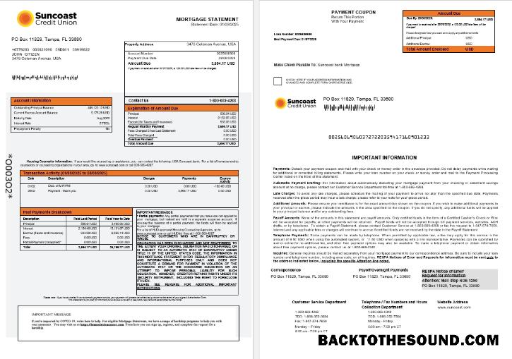 İndir ABD Suncoast Banka İpotek Hesap Özeti in Word and PDF Formatlar 1 2 Örnek örnek