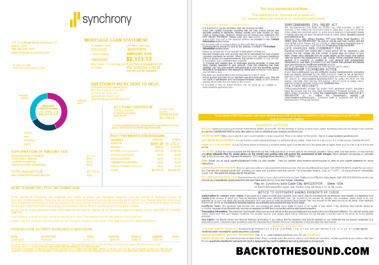 İndir ABD Synchrony Banka İpotek Kredi Hesap Özeti in Word and PDF Formatlar , 4 pages 1 2 Örnek ön izleme
