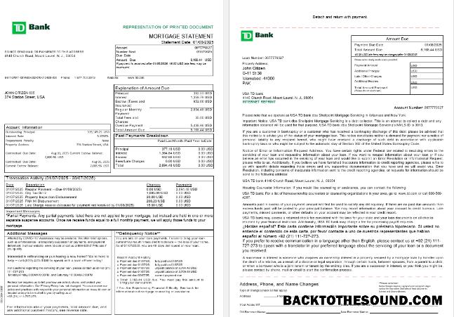 İndir ABD TD Banka İpotek Hesap Özeti in Word and PDF Formatlar, 3 pages 1 2 Örnek taslak