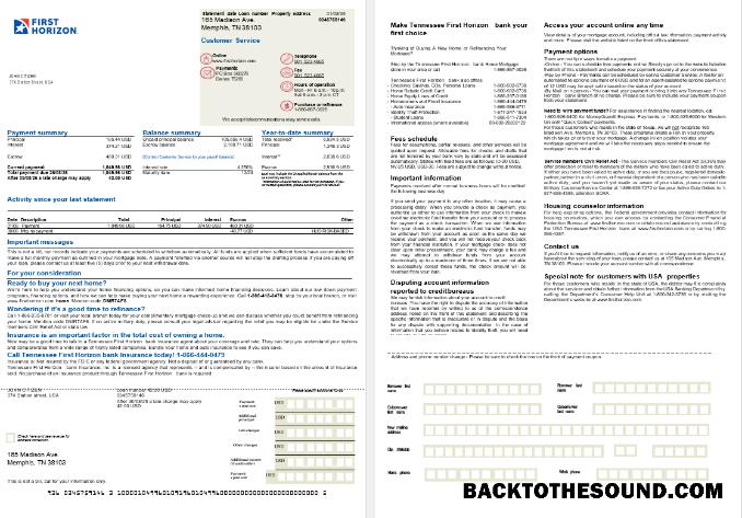 İndir ABD Tennessee First Horizon Banka İpotek Hesap Özeti in Word and PDF Formatlar, 2 pages Örnek ön izleme