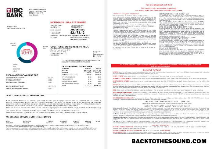 İndir ABD Texas IBC Banka İpotek Kredi Hesap Özeti in Word and PDF Formatlar , 4 pages 1 2 Örnek örnek