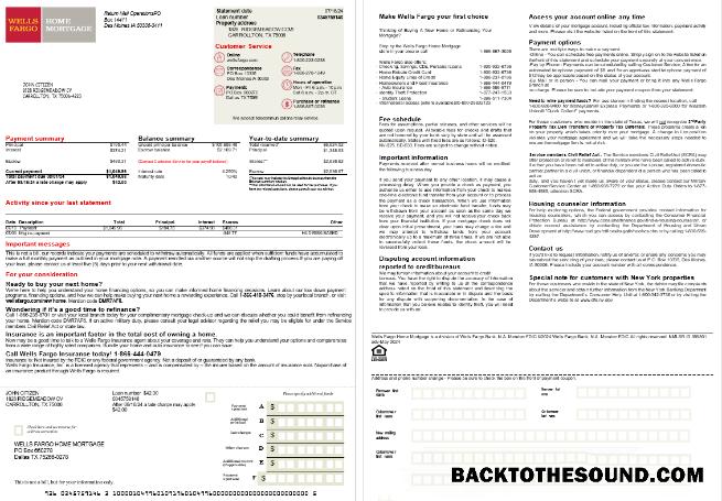 İndir ABD Texas Wells Fargo Banka İpotek Hesap Özeti, 2 pages scr Örnek taslak