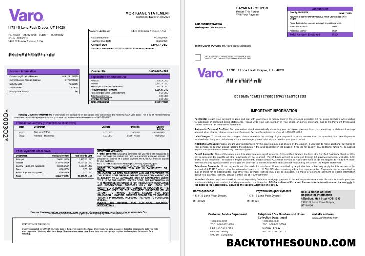 İndir ABD Varo Banka İpotek Hesap Özeti in Word and PDF Formatlar 1 2 Örnek şablon