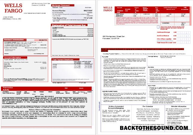 İndir ABD Wells Fargo Banka İpotek Hesap Özeti in Word and PDF Formatlar, 3 pages 1 2 Örnek şablon