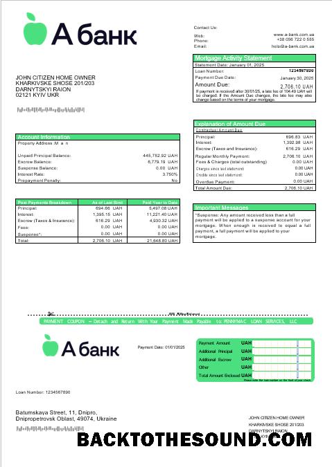 İndir Ukrayna A Banka İpotek Hesap Özeti in Word and PDF Formatlar Örnek tasarım