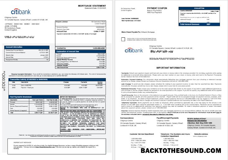 İndir Birleşik Krallık Citibank Banka İpotek Hesap Özeti in Word and PDF Formatlar 1 2 Örnek taslak