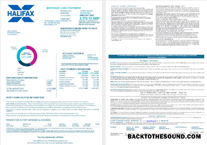 İndir Birleşik Krallık Halifax Banka İpotek Kredi Hesap Özeti in Word and PDF Formatlar , 4 pages 1 2 Örnek şablon