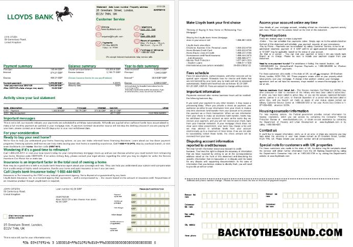 İndir Birleşik Krallık Lloyds Banka İpotek Hesap Özeti in Word and PDF Formatlar, 2 pages Örnek şablon