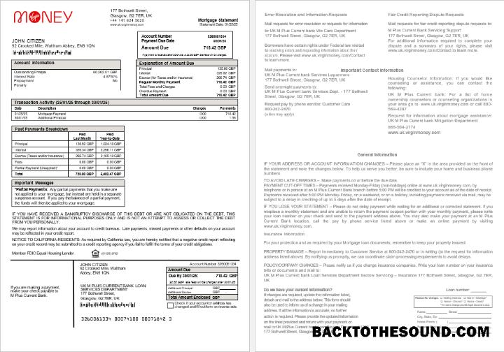 İndir Birleşik Krallık M Plus Current Banka İpotek Hesap Özeti in Word and PDF Formatlar Örnek tasarım