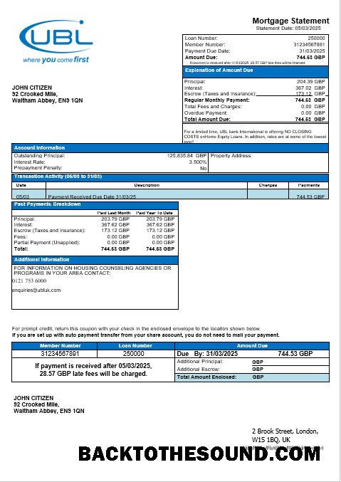 İndir Birleşik Krallık birleşik Banka Ltd (UBL) Banka İpotek Hesap Özeti in Word and PDF Formatlar Örnek tasarım