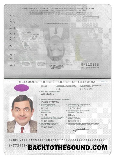 Gerçekçi İndir Belçika Pasaport PSD Şablon, with fonts, Sürüm 2 (2017 Mevcut) Örnek