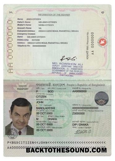 İndir Bangladeş Pasaport in PSD Format, Makine Readable Pasaport (2010 – Mevcut) Örnek taslak