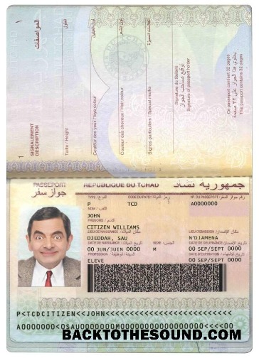 İndir Çad (République du Tchad) Pasaport Örnek şablon
