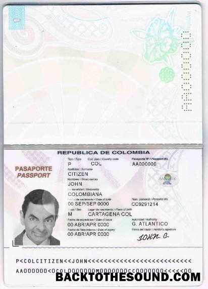 İndir Kolombiya Pasaport (2018 2018) Örnek şablon