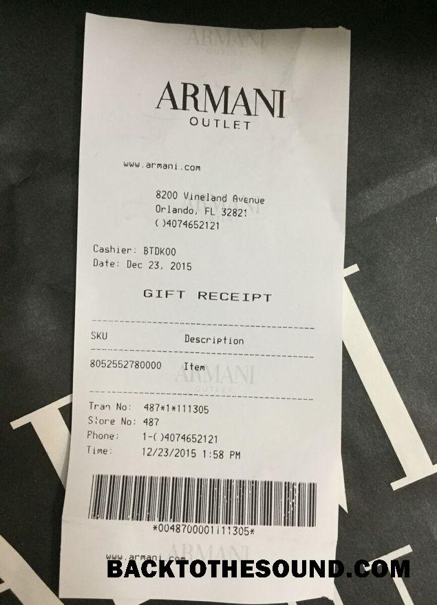 Λήψη Armani outlet Πληρωμή Απόδειξη Δείγμα δείγμα