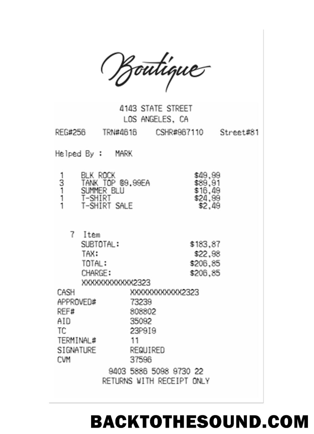 Λήψη BOUTIQUE Πληρωμή Απόδειξη Δείγμα δείγμα
