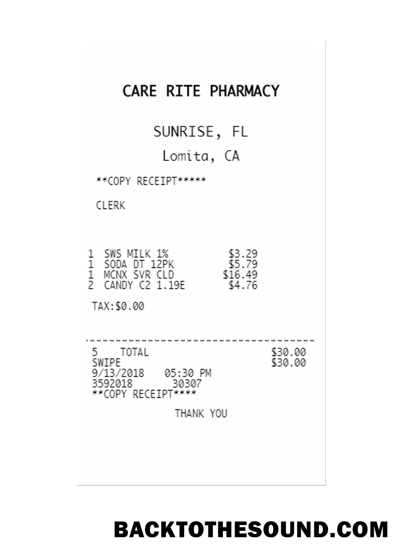 Λήψη CARE RITE PHARMACY Πληρωμή check Δείγμα δείγμα