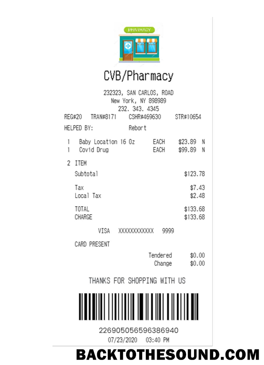 Λήψη CVB PHARMACY Απόδειξη Δείγμα σχεδιασμό