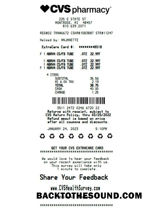Λήψη CVS pharmacy Απόδειξη Δείγμα πρότυπο