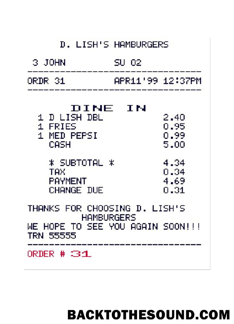 Λήψη D. LISH'S HAMBURGERS Πληρωμή check Δείγμα προσχέδιο