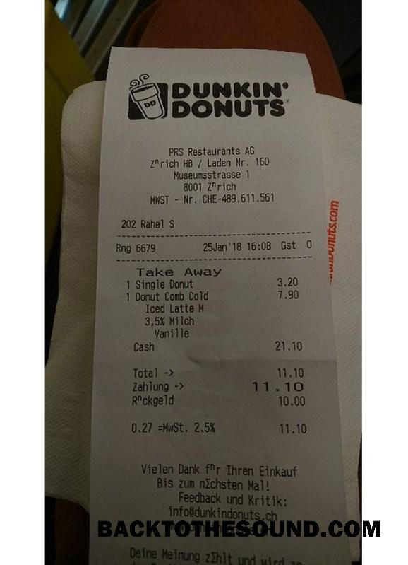Λήψη Dunkin donuts Απόδειξη Δείγμα πρότυπο