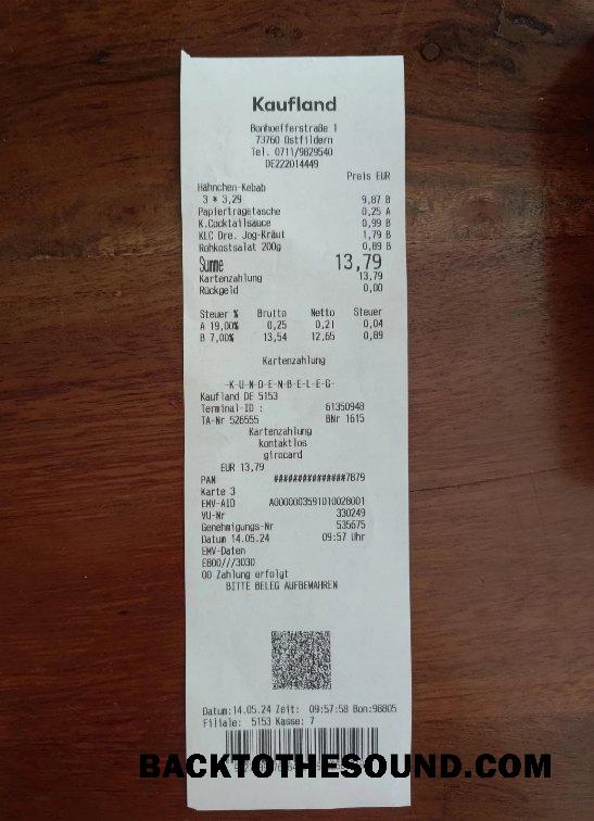 Λήψη Γερμανία Kaufland Πληρωμή Απόδειξη Δείγμα πρότυπο