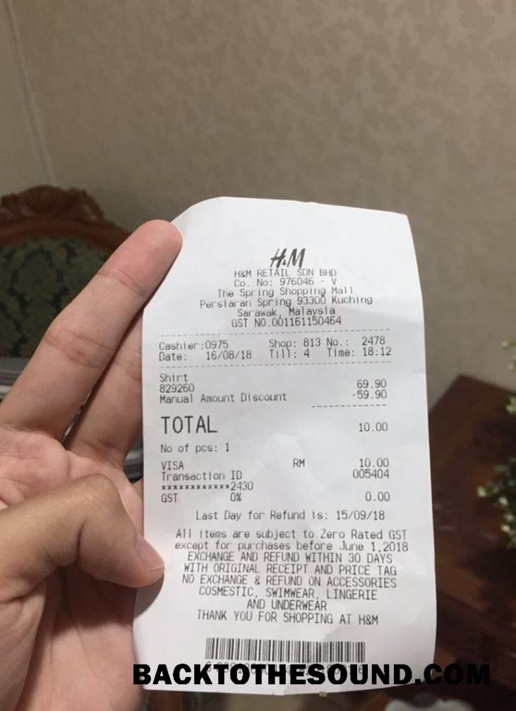 Λήψη H&M retail Πληρωμή check Δείγμα δείγμα