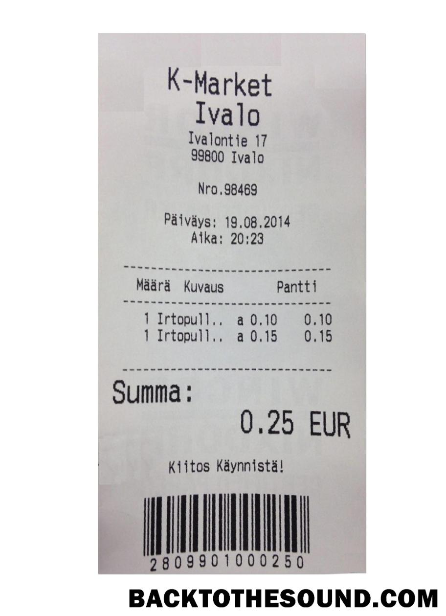 Λήψη K MARKET IVALO Πληρωμή Απόδειξη Δείγμα προσχέδιο