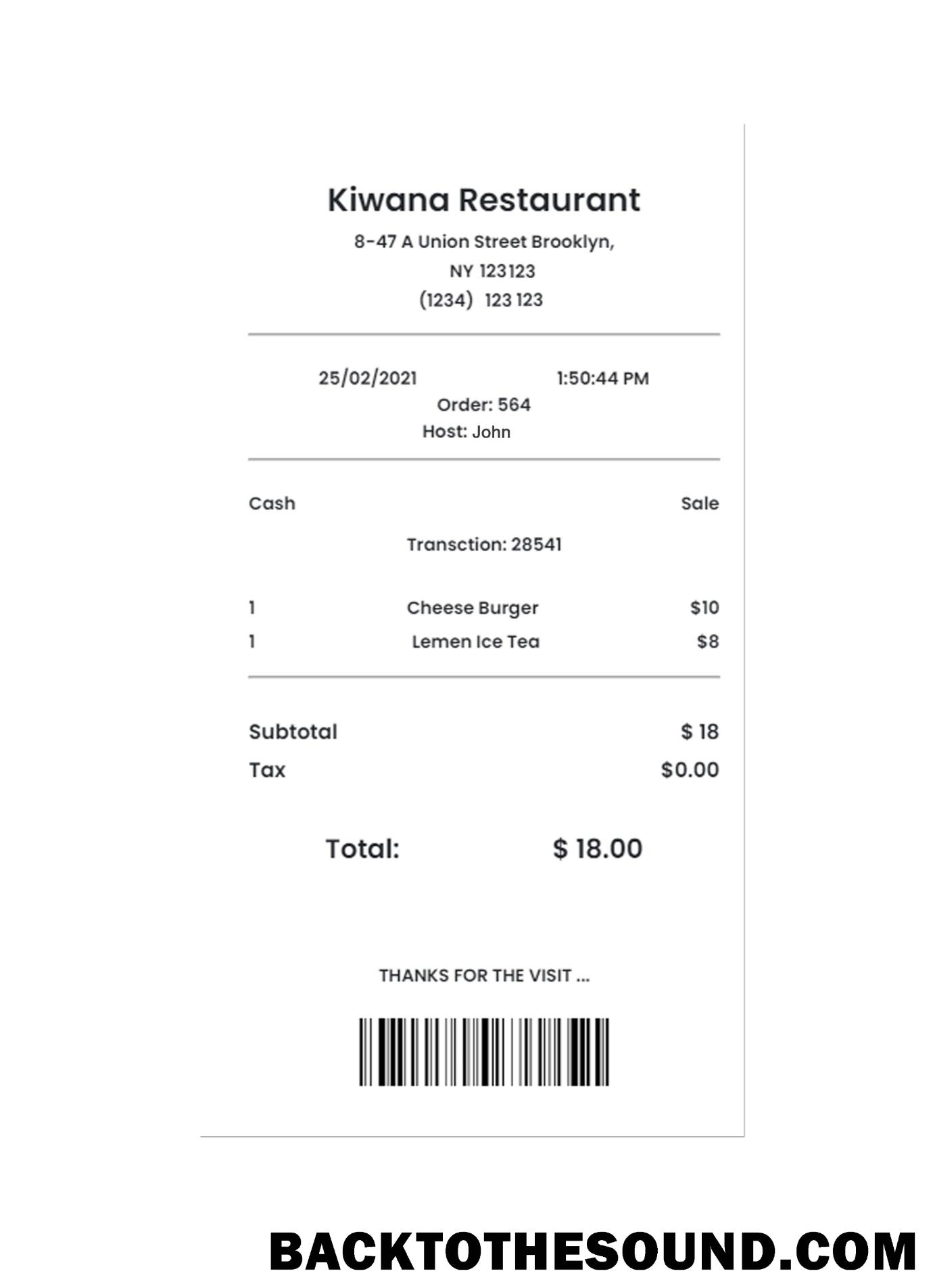 Λήψη KIWANA RESTAURANT Πληρωμή check Δείγμα σχεδιασμό