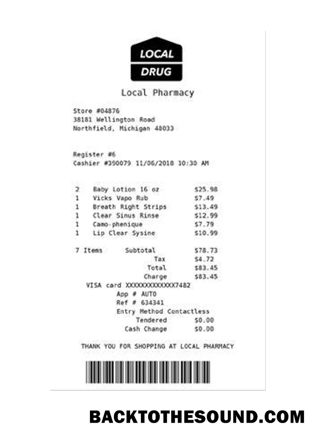 Λήψη LOCAL DRUG PHARMACY Πληρωμή check Δείγμα πρότυπο