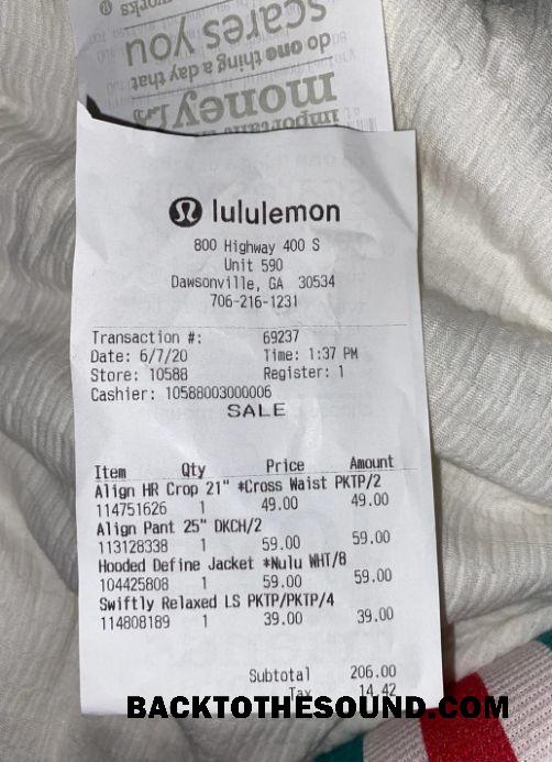 Λήψη Lululemon store Πληρωμή Απόδειξη Δείγμα δείγμα