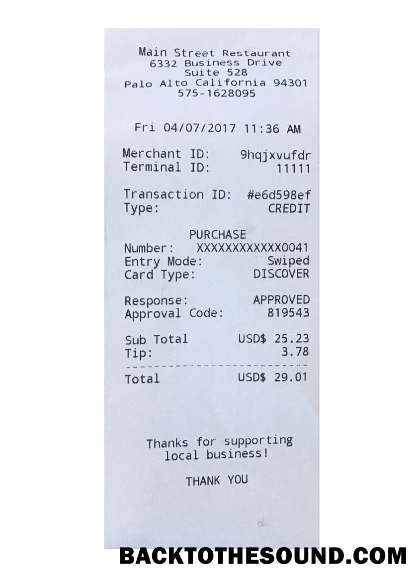 Λήψη MAIN STREET RESTAURANT Πληρωμή check Δείγμα προσχέδιο