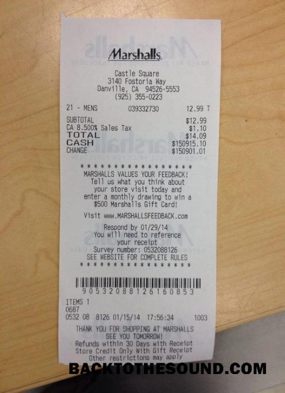 Λήψη Marshalls store Πληρωμή check Δείγμα προεπισκόπηση