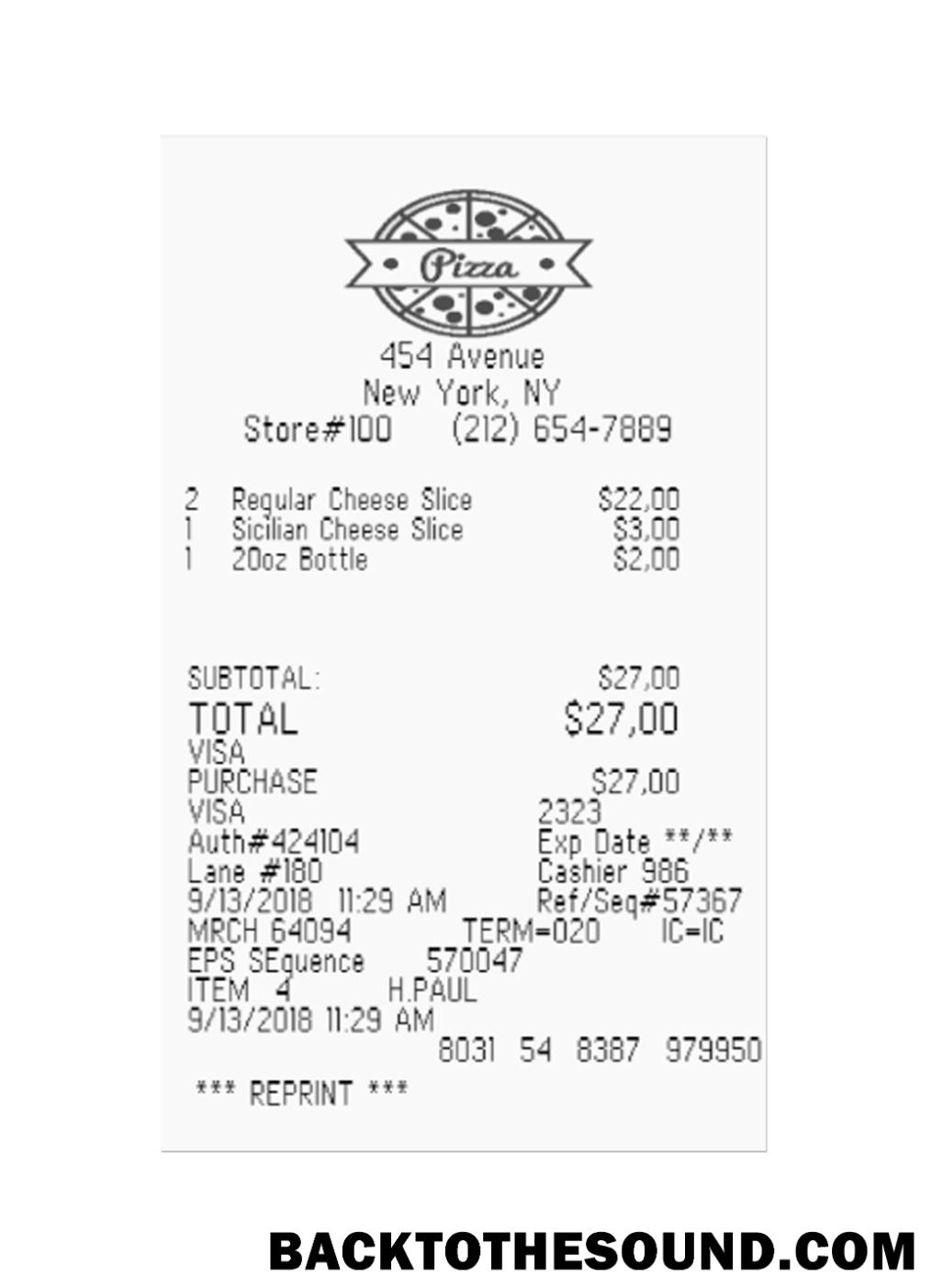 Λήψη PIZZA Απόδειξη Δείγμα πρότυπο