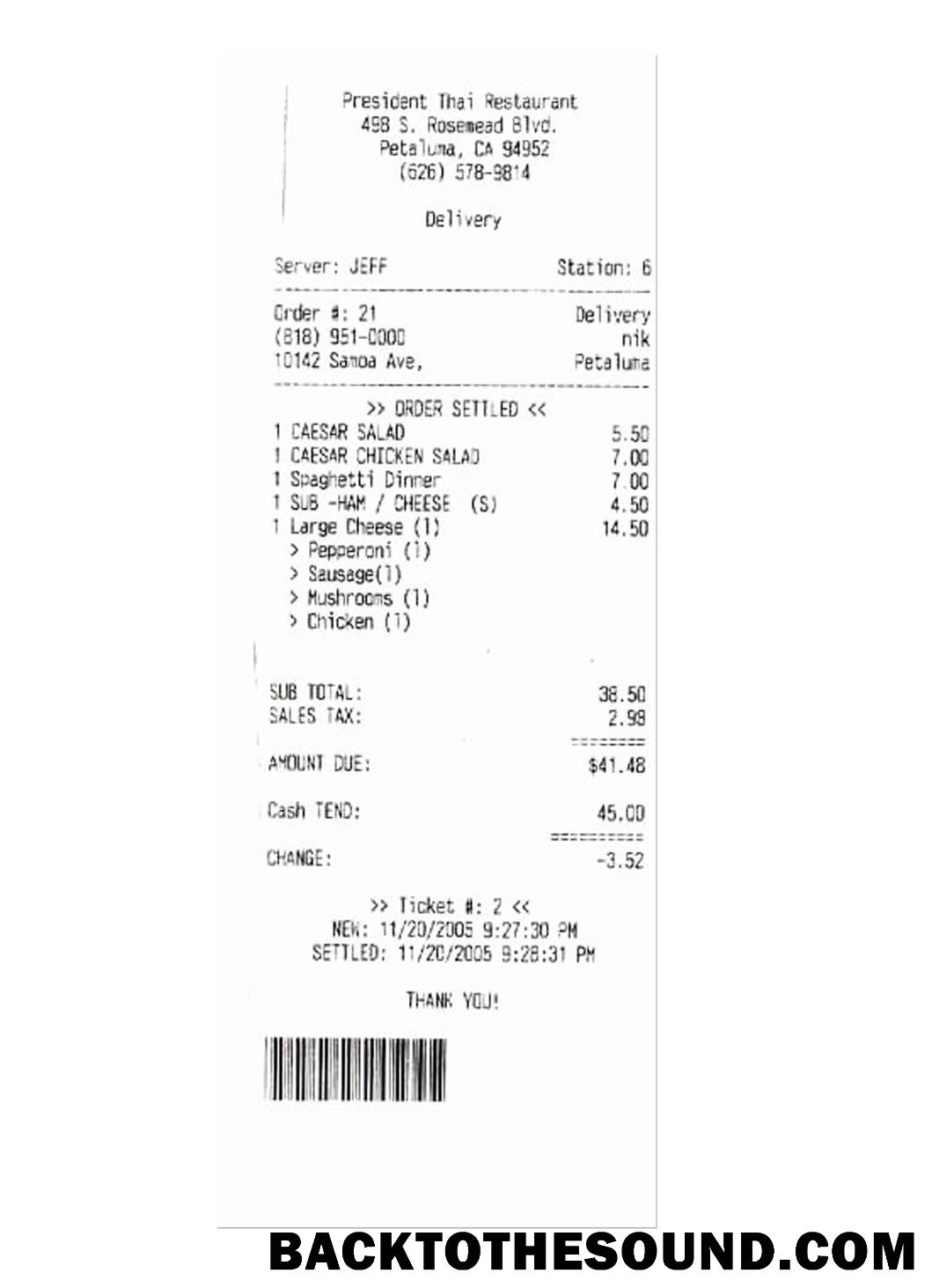 Λήψη PRESIDENT THAI RESTAURANT Πληρωμή check Έκδοση 2 Δείγμα δείγμα