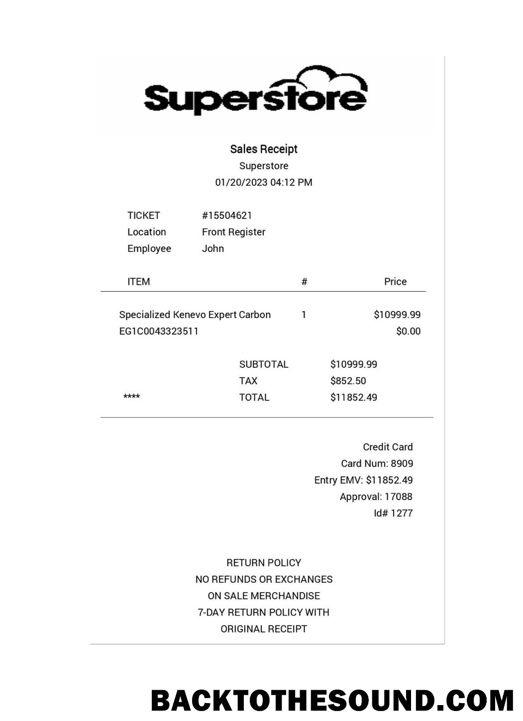 Λήψη SUPERSTORE Πληρωμή Απόδειξη Δείγμα προεπισκόπηση
