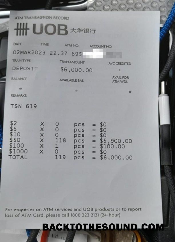 Λήψη Σιγκαπούρη UOB Τράπεζα Πληρωμή slip Δείγμα προεπισκόπηση