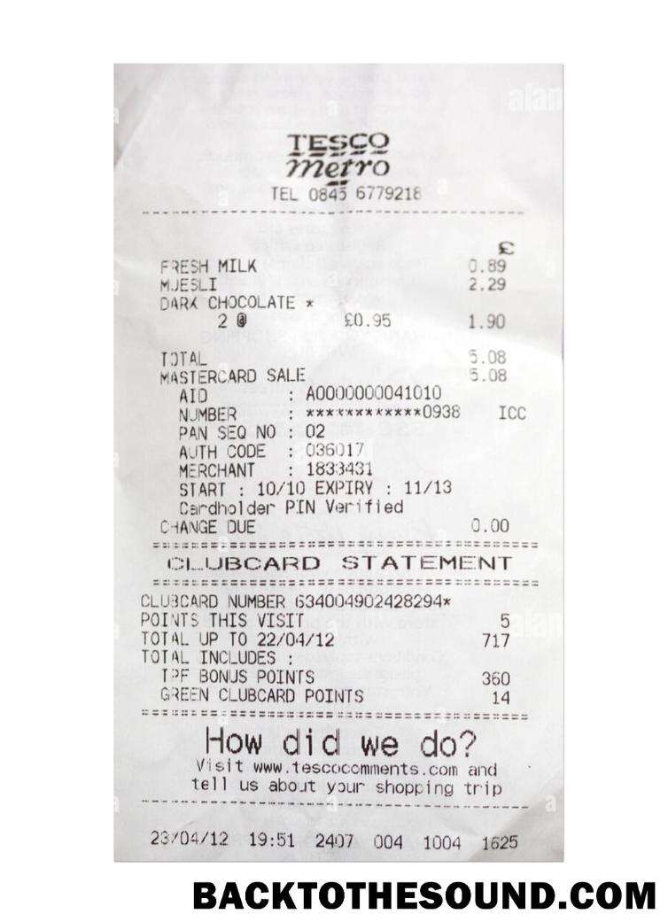 Λήψη TESCO Πληρωμή Απόδειξη Δείγμα δείγμα