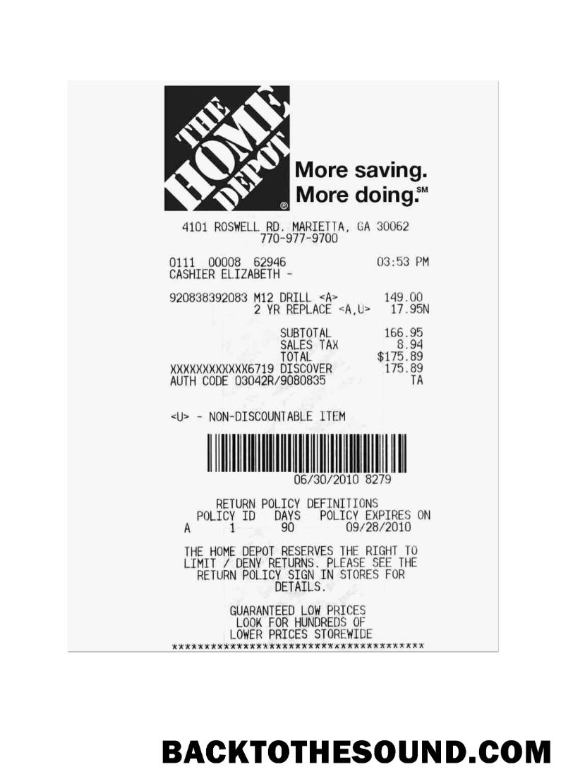 Λήψη THE HOME DEPOT Πληρωμή Απόδειξη Δείγμα προεπισκόπηση