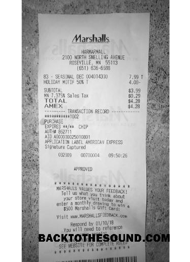 Λήψη ΗΠΑ Marshalls store Πληρωμή Απόδειξη Δείγμα σχεδιασμό