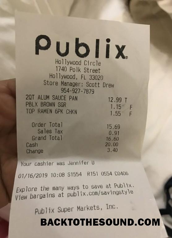 Λήψη ΗΠΑ Publix supermarket Πληρωμή Απόδειξη Δείγμα δείγμα