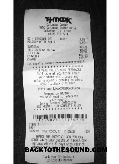 Λήψη ΗΠΑ TJ Maxx store Πληρωμή Απόδειξη Δείγμα προσχέδιο