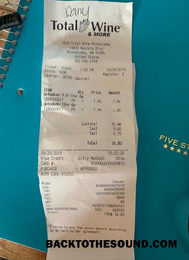 Λήψη ΗΠΑ Total wine & more store Πληρωμή Απόδειξη Δείγμα σχεδιασμό