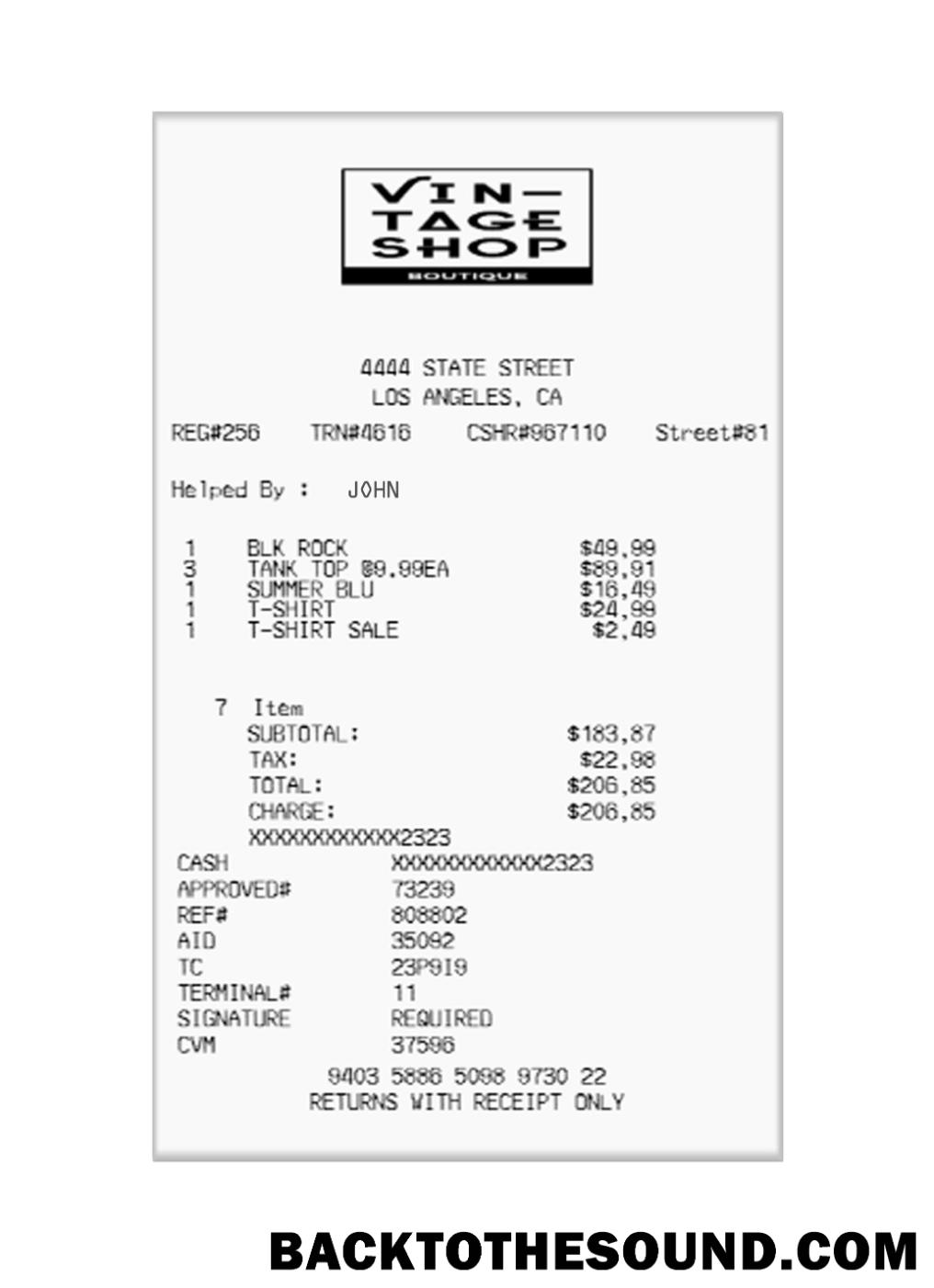 Λήψη VIN TAGE SHOP Απόδειξη Δείγμα δείγμα