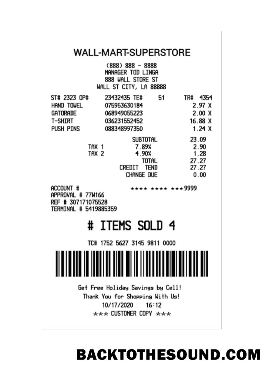 Λήψη WALL MART SUPERSTORE Πληρωμή Απόδειξη Δείγμα δείγμα