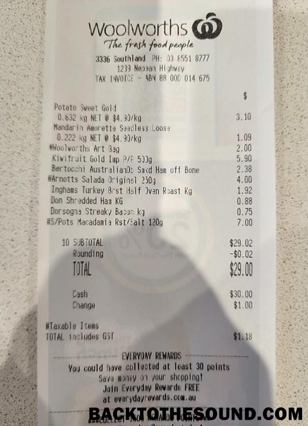 Λήψη Woolworths market Πληρωμή check Δείγμα δείγμα