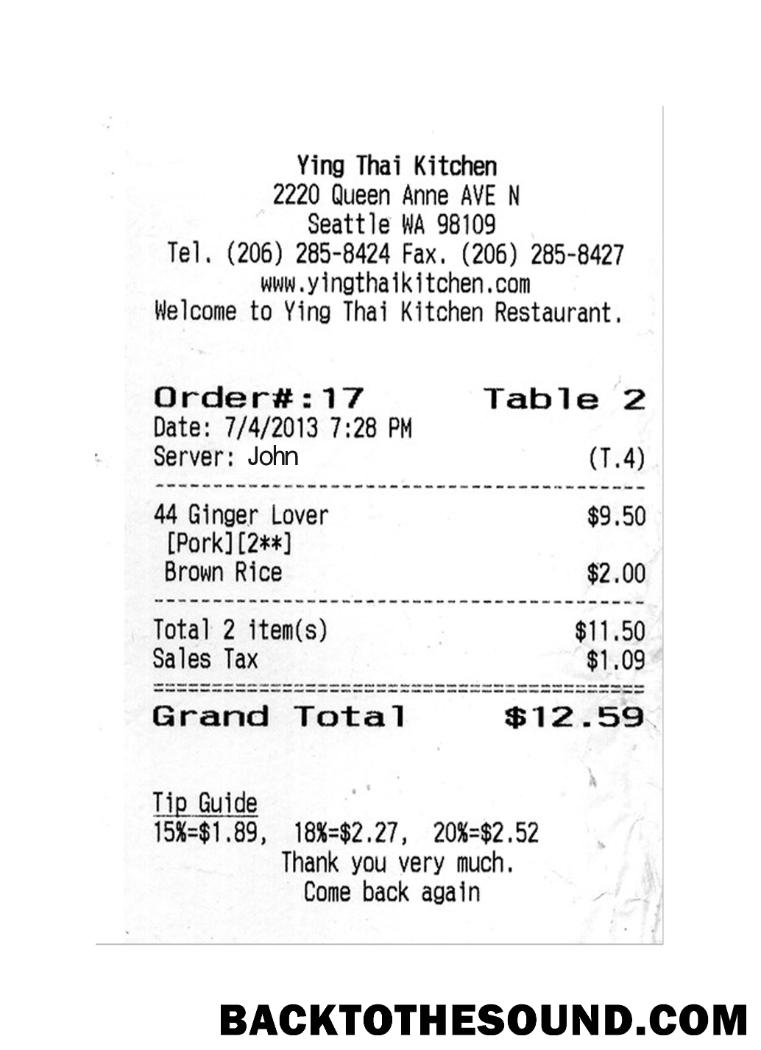 Λήψη YING THAI KITCHEN Πληρωμή check Δείγμα πρότυπο
