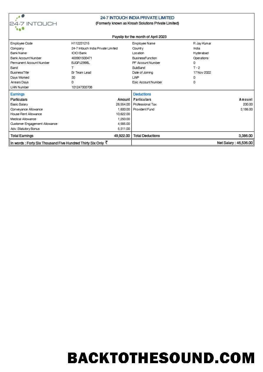 İndir 24 7 Intouch Hindistan payslip in Word and PDF Formatlar.PDF, 1 Örnek şablon